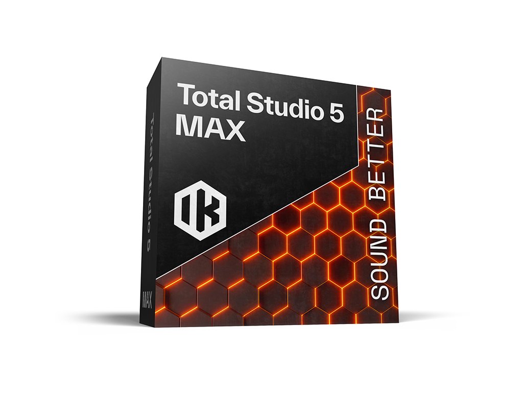 Total Studio 5 MAXの箱。黒い箱にオレンジ色の六角形の模様があり、「SOUND BETTER」と書かれている