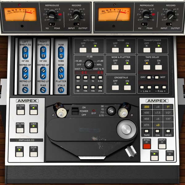 黄色い背景に、Ampex ATR-102の画面が1つ置かれている