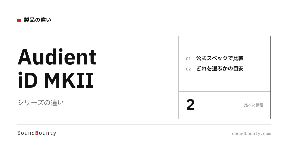 Audient iD MKIIシリーズの違い|iD4 MKII・iD14 MKIIを公式スペックで比べてどれを選ぶか