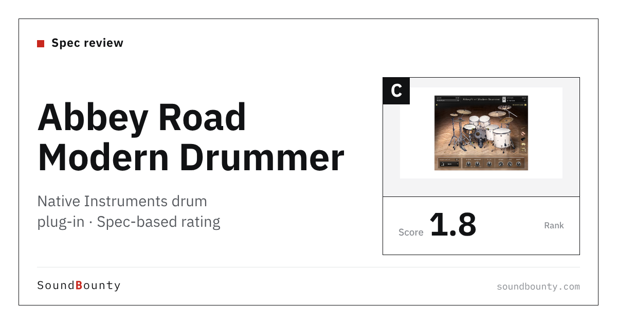 Native Instruments Abbey Road Modern Drummer drum plug-in: features and spec-based rating