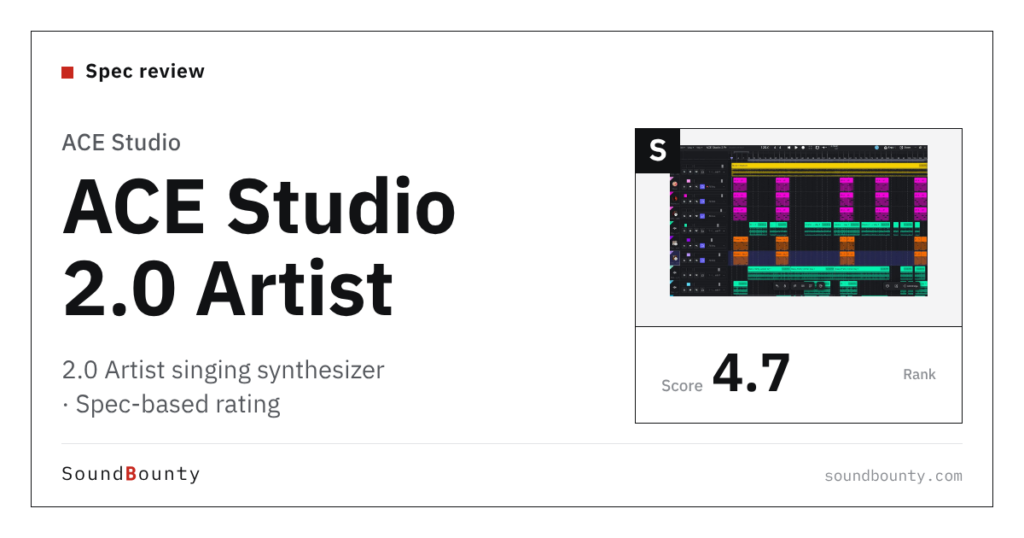ACE Studio 2.0 Artist singing synthesizer: features and spec-based rating