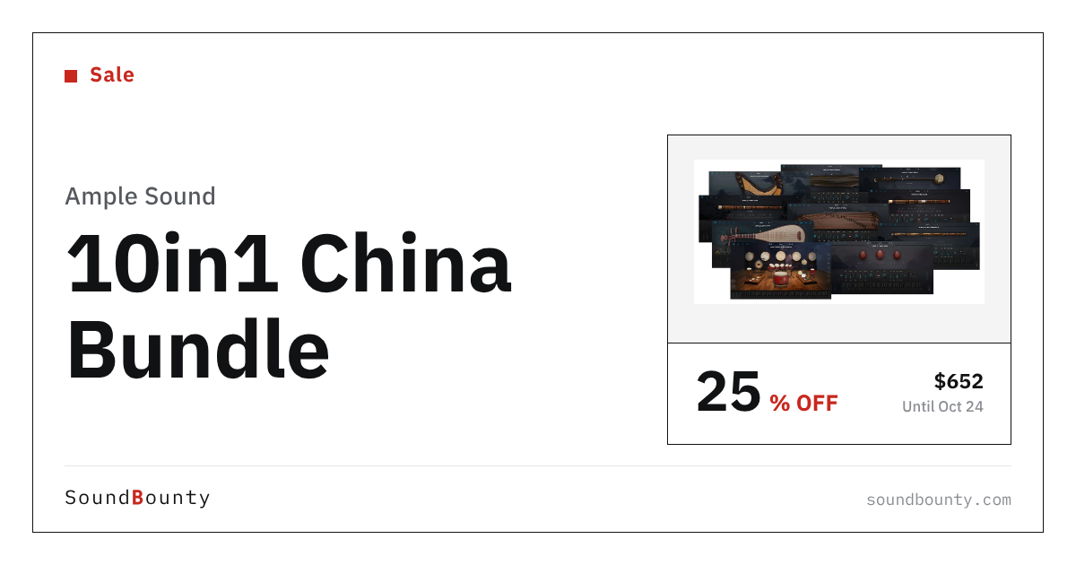 Ample Sound 10in1 China Bundle is 25% off at Plugin Boutique ($652, until Oct 24)