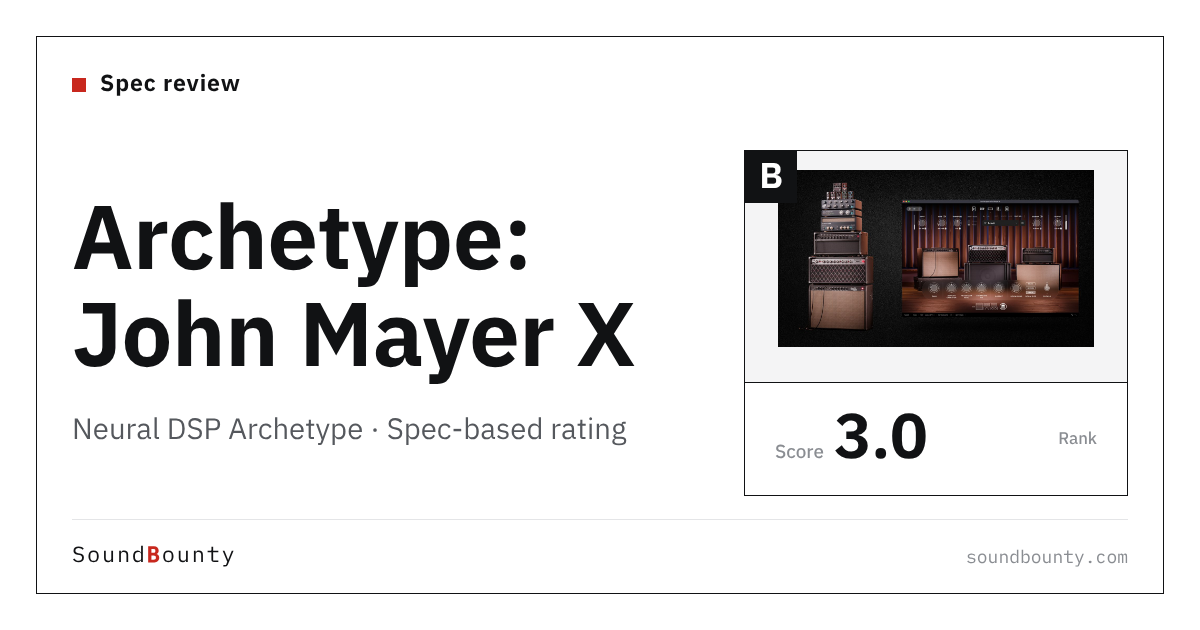 Neural DSP Archetype: John Mayer X guitar amp simulator: features and spec-based rating