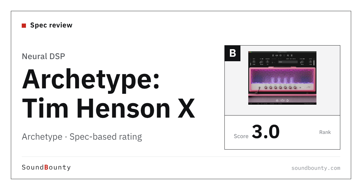 Neural DSP Archetype: Tim Henson X guitar amp simulator: features and spec-based rating