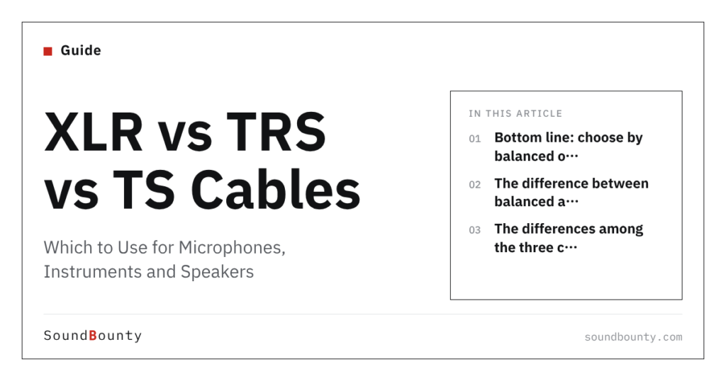 XLR vs TRS vs TS Cables: Which to Use for Microphones, Instruments and Speakers