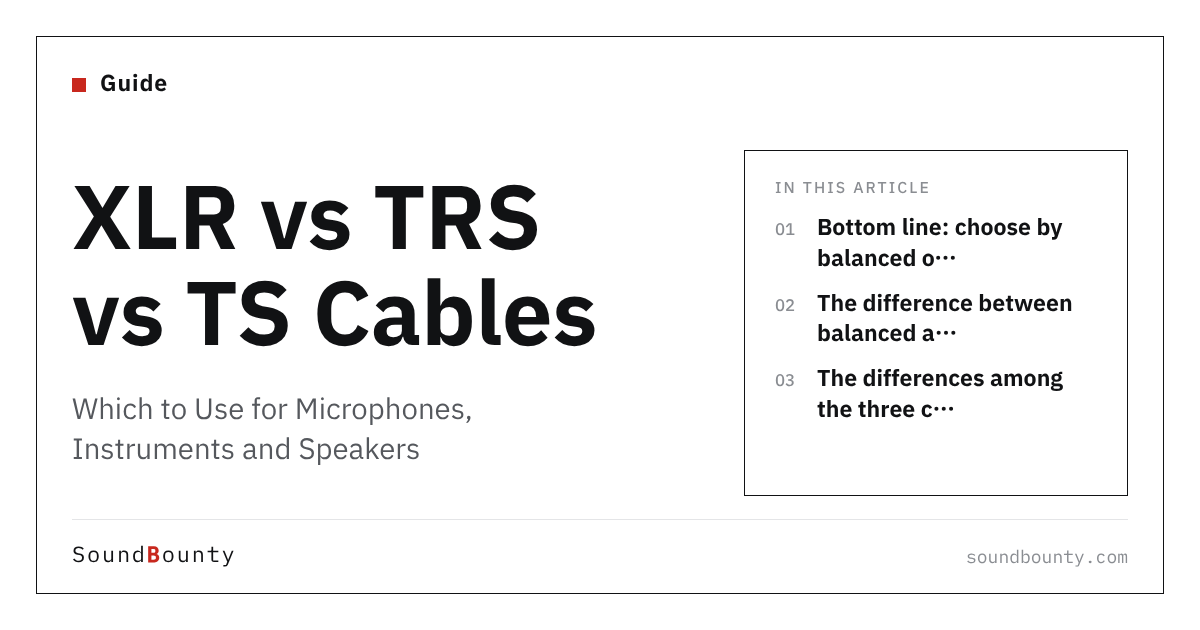 XLR vs TRS vs TS Cables: Which to Use for Microphones, Instruments and Speakers