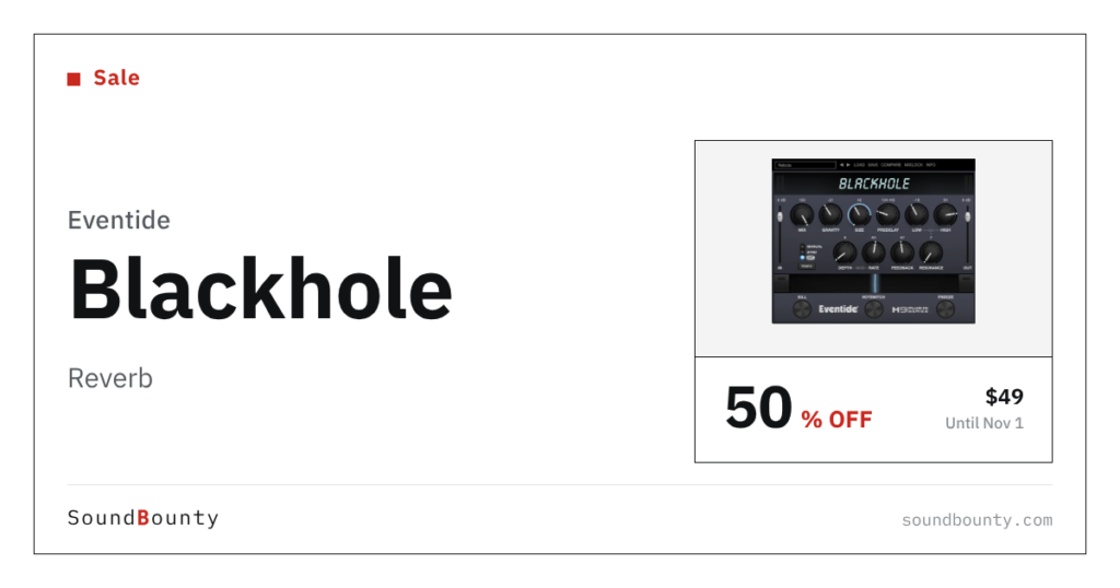 Eventide Blackhole reverb is 50% off at Plugin Boutique ($49, until Nov 1)