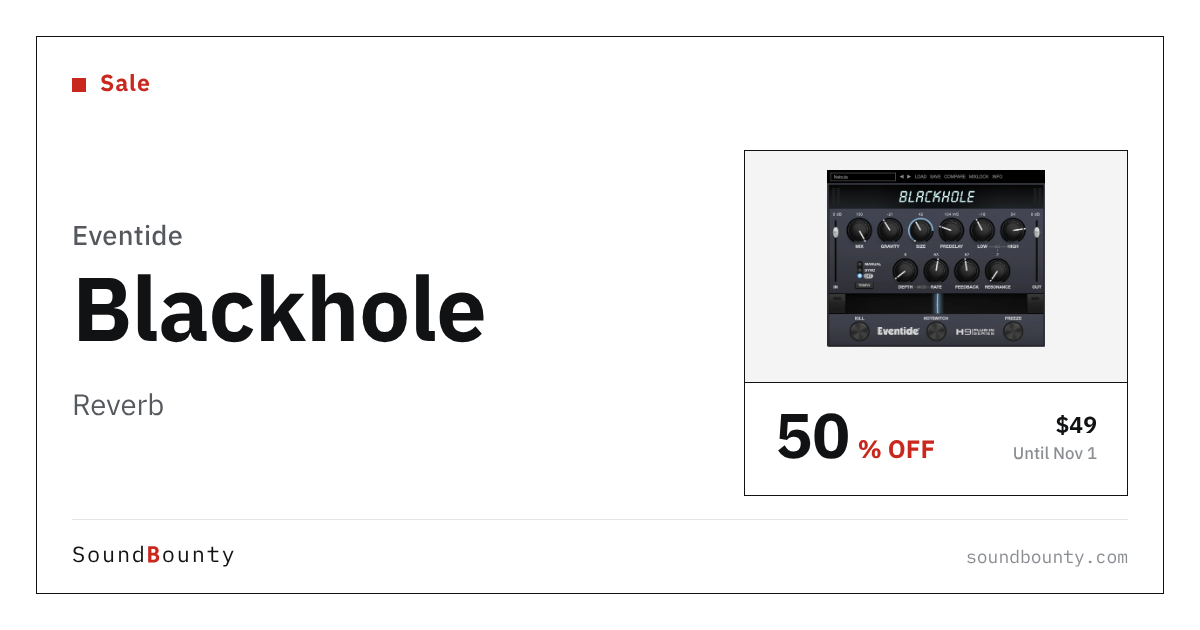 Eventide Blackhole reverb is 50% off at Plugin Boutique ($49, until Nov 1)