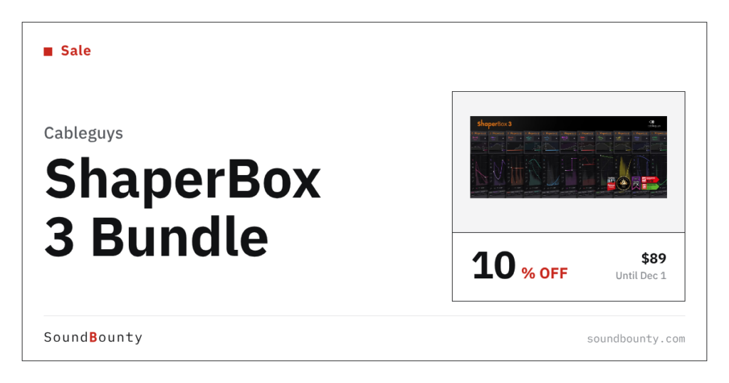 Cableguys ShaperBox 3 Bundle is 10% off at Plugin Boutique ($89, until Dec 1)