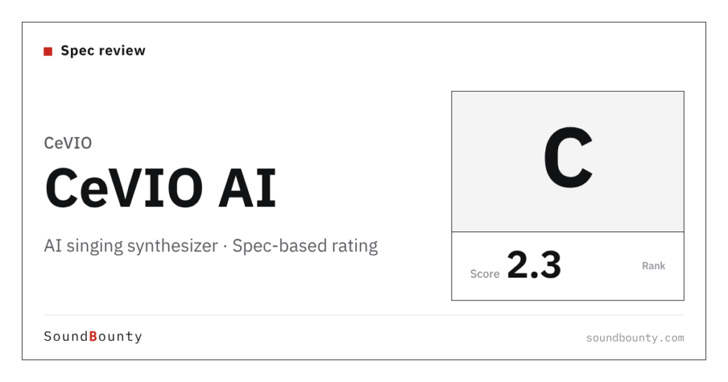 CeVIO AI singing synthesizer: features and spec-based rating