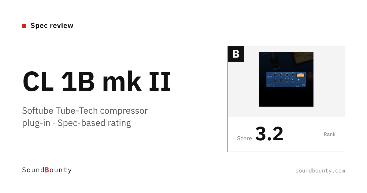 Softube Tube-Tech CL 1B mk II compressor plug-in: features and spec-based rating