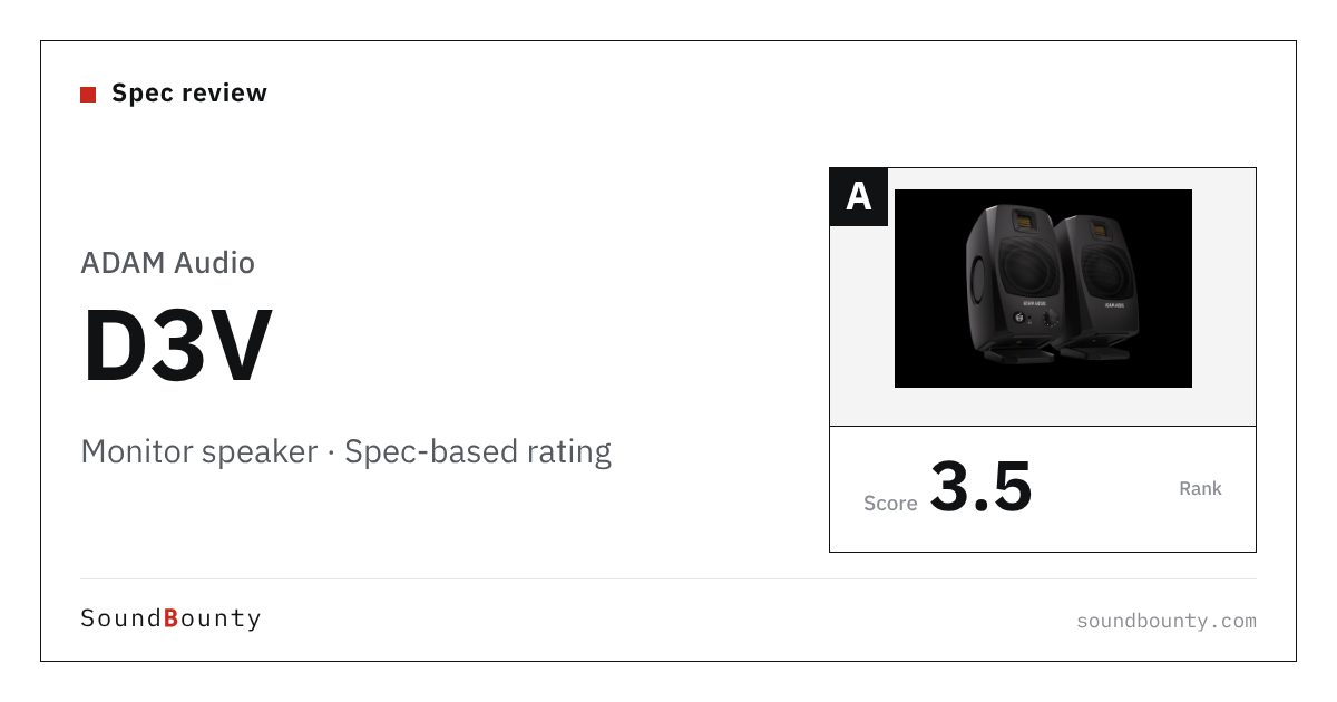 ADAM Audio D3V monitor speaker: features and spec-based rating