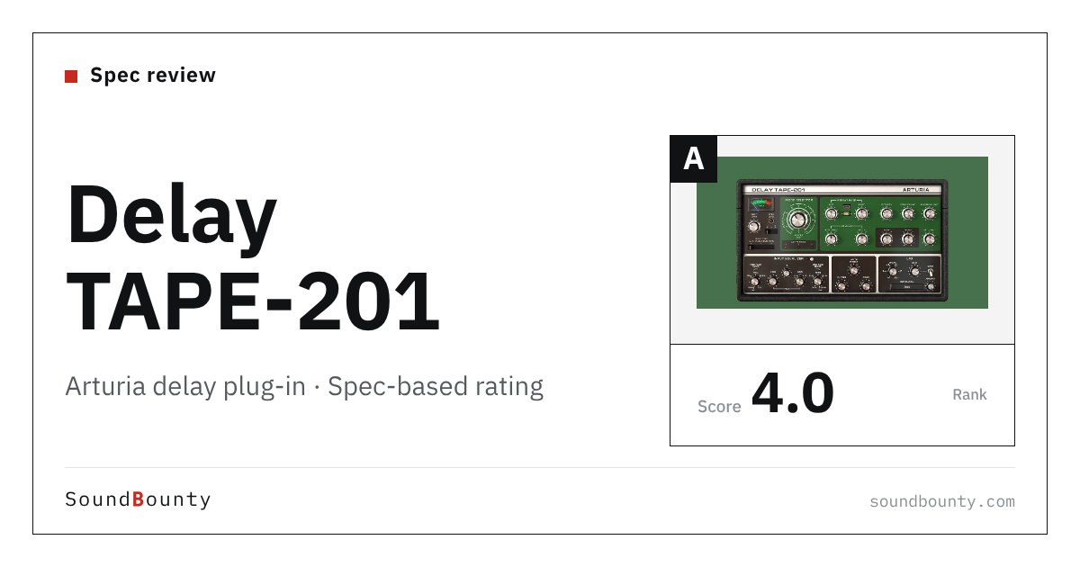 Arturia Delay TAPE-201 delay plug-in: features and spec-based rating