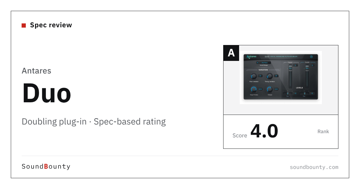 Antares Duo doubling plug-in: features and spec-based rating