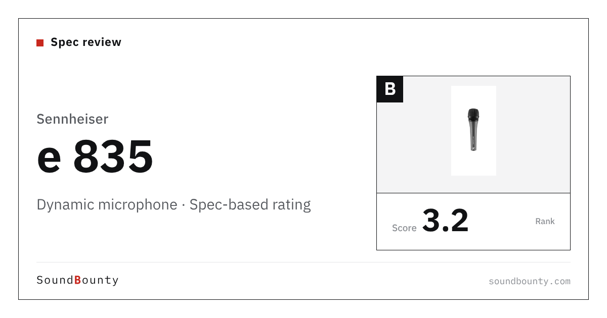 Sennheiser e 835 dynamic microphone: features and spec-based rating