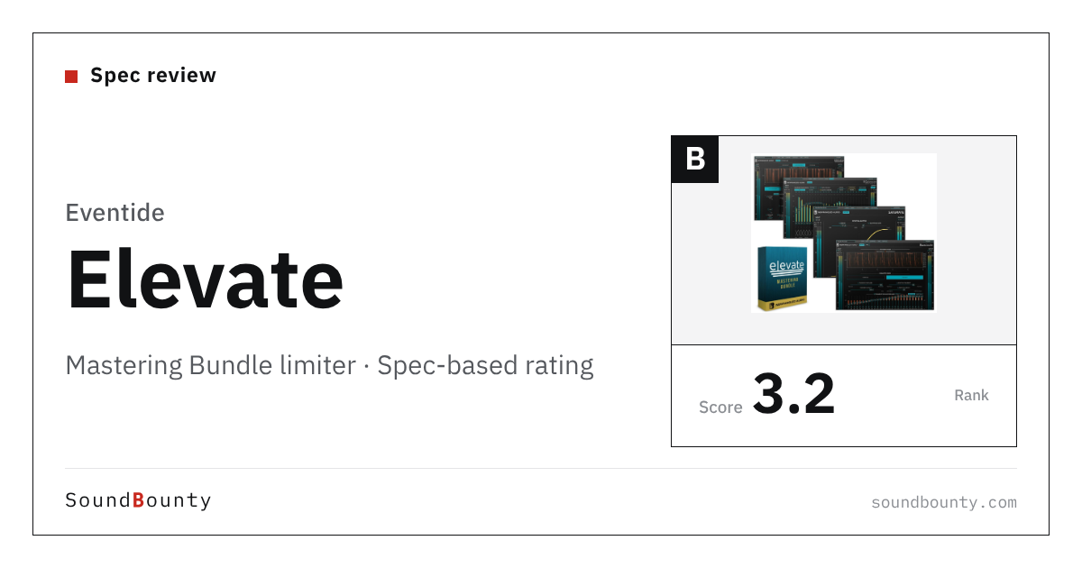 Eventide Elevate Mastering Bundle limiter: features and spec-based rating