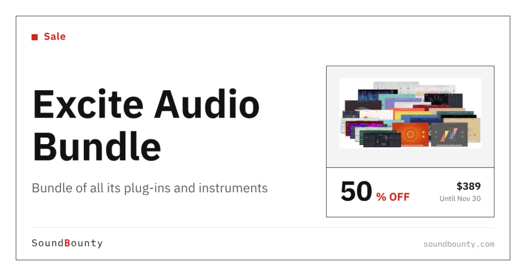 Excite Audio Bundle of all its plug-ins and instruments is 50% off at Plugin Boutique ($389, until Nov 30)