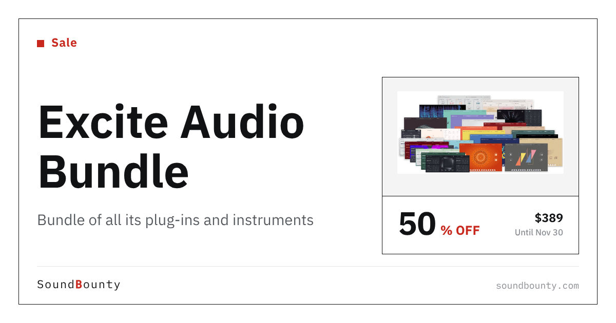 Excite Audio Bundle of all its plug-ins and instruments is 50% off at Plugin Boutique ($389, until Nov 30)