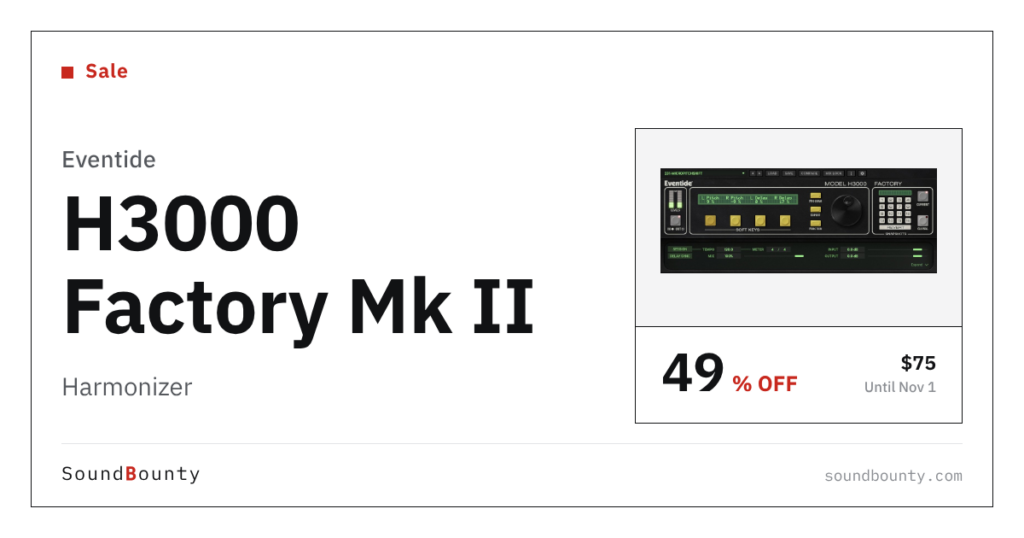 Eventide H3000 Factory Mk II harmonizer is 49% off at Plugin Boutique ($75, until Nov 1)