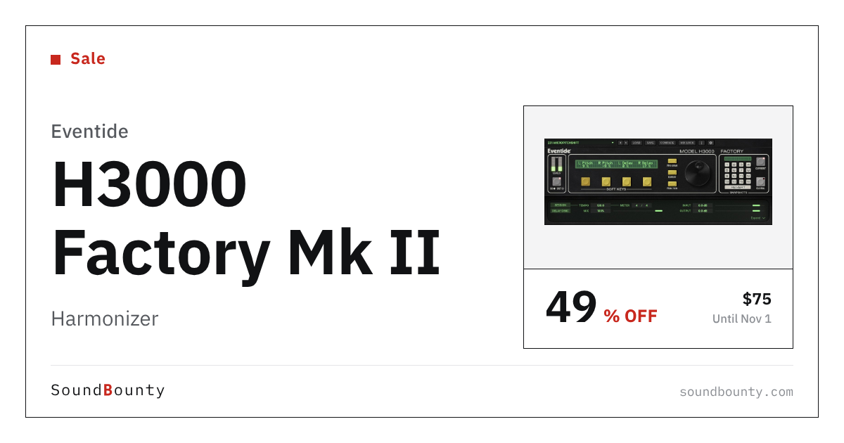 Eventide H3000 Factory Mk II harmonizer is 49% off at Plugin Boutique ($75, until Nov 1)