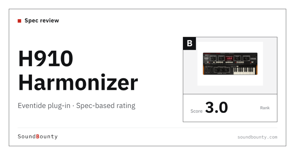 Eventide H910 Harmonizer plug-in: features and spec-based rating