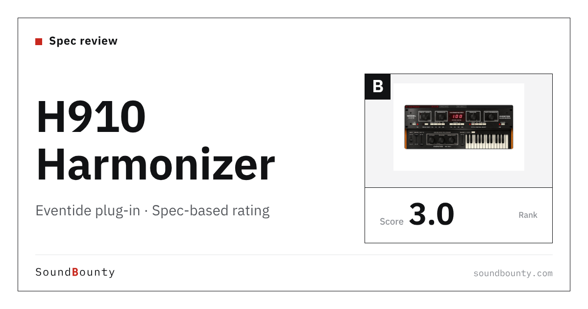 Eventide H910 Harmonizer plug-in: features and spec-based rating