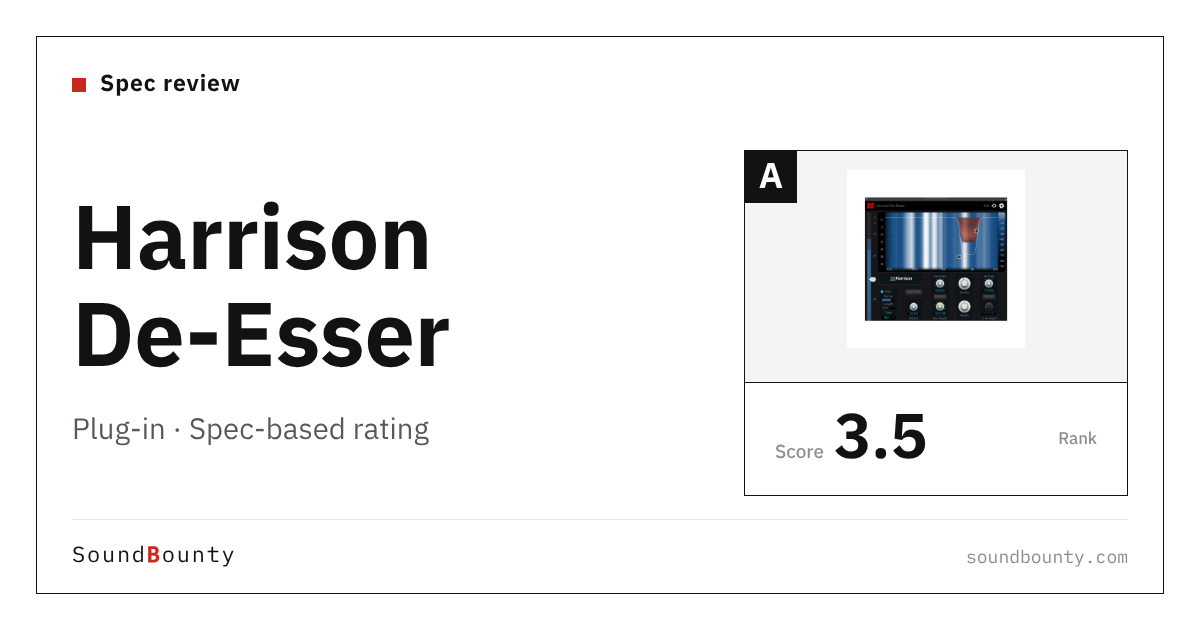 Harrison De-Esser plug-in: features and spec-based rating