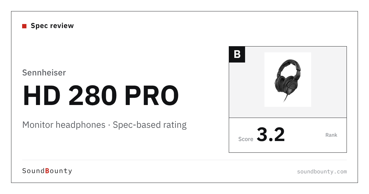 Sennheiser HD 280 PRO monitor headphones: features and spec-based rating