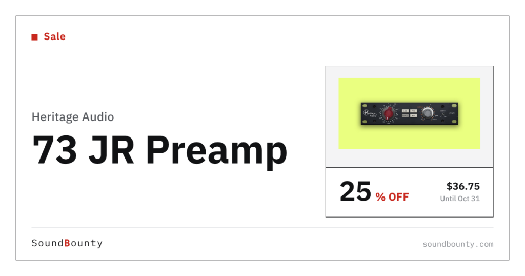 Heritage Audio 73 JR Preamp is 25% off at Plugin Boutique ($36.75, until Oct 31)