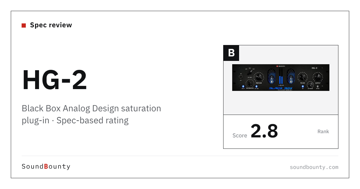 Black Box Analog Design HG-2 saturation plug-in: features and spec-based rating