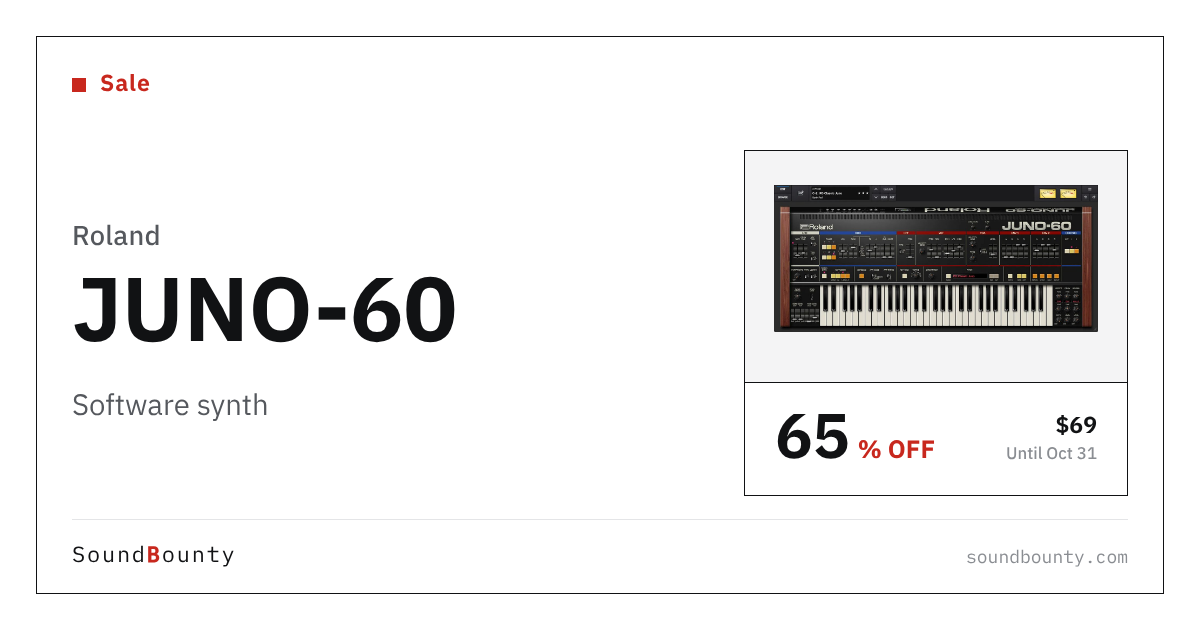Roland JUNO-60 software synth is 65% off at Plugin Boutique ($69, until Oct 31)