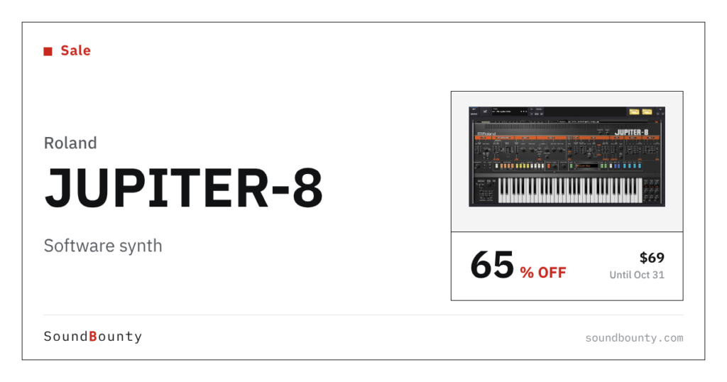 Roland JUPITER-8 software synth is 65% off at Plugin Boutique ($69, until Oct 31)
