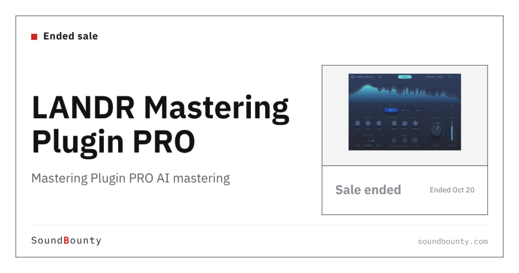 LANDR Mastering Plugin PRO AI mastering is 34% off at Plugin Boutique ($197.34, until Oct 20)