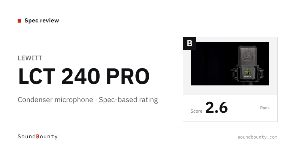 LEWITT LCT 240 PRO condenser microphone: features and spec-based rating