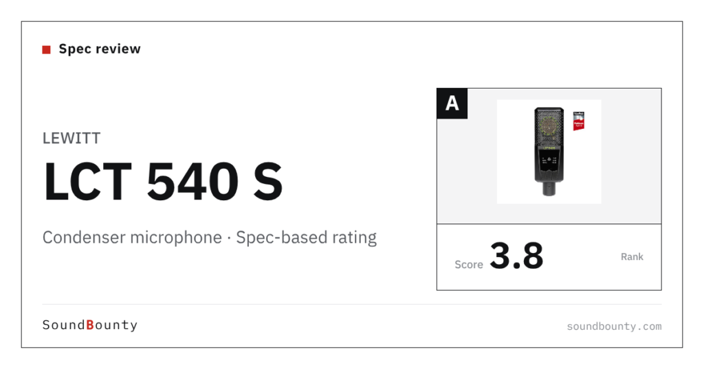 LEWITT LCT 540 S condenser microphone: features and spec-based rating