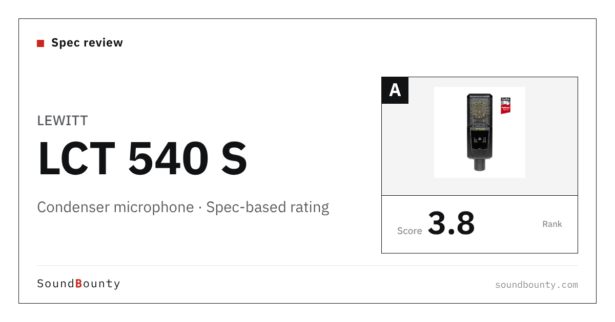 LEWITT LCT 540 S condenser microphone: features and spec-based rating