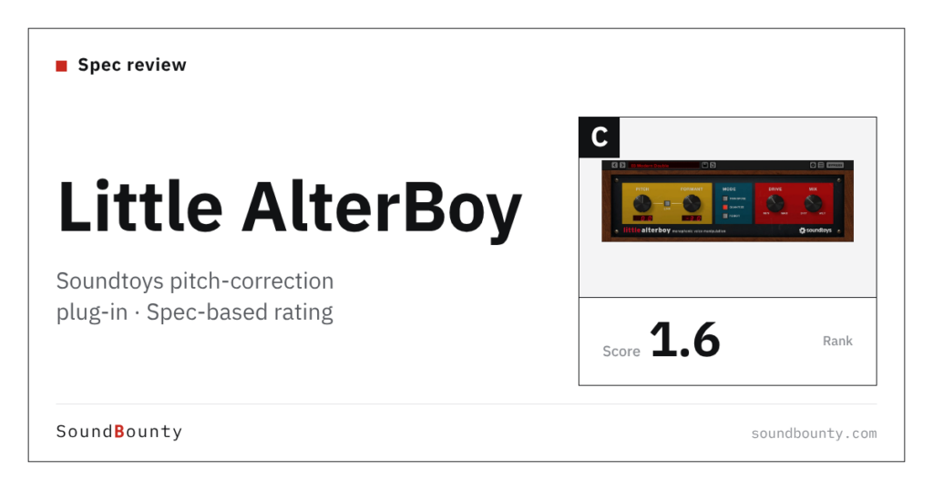 Soundtoys Little AlterBoy pitch-correction plug-in: features and spec-based rating