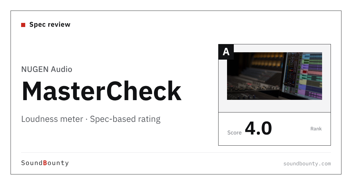 NUGEN Audio MasterCheck loudness meter: features and spec-based rating