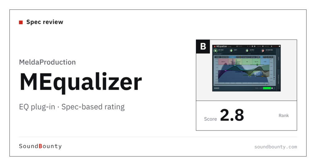MeldaProduction MEqualizer free EQ plug-in: features and spec-based rating