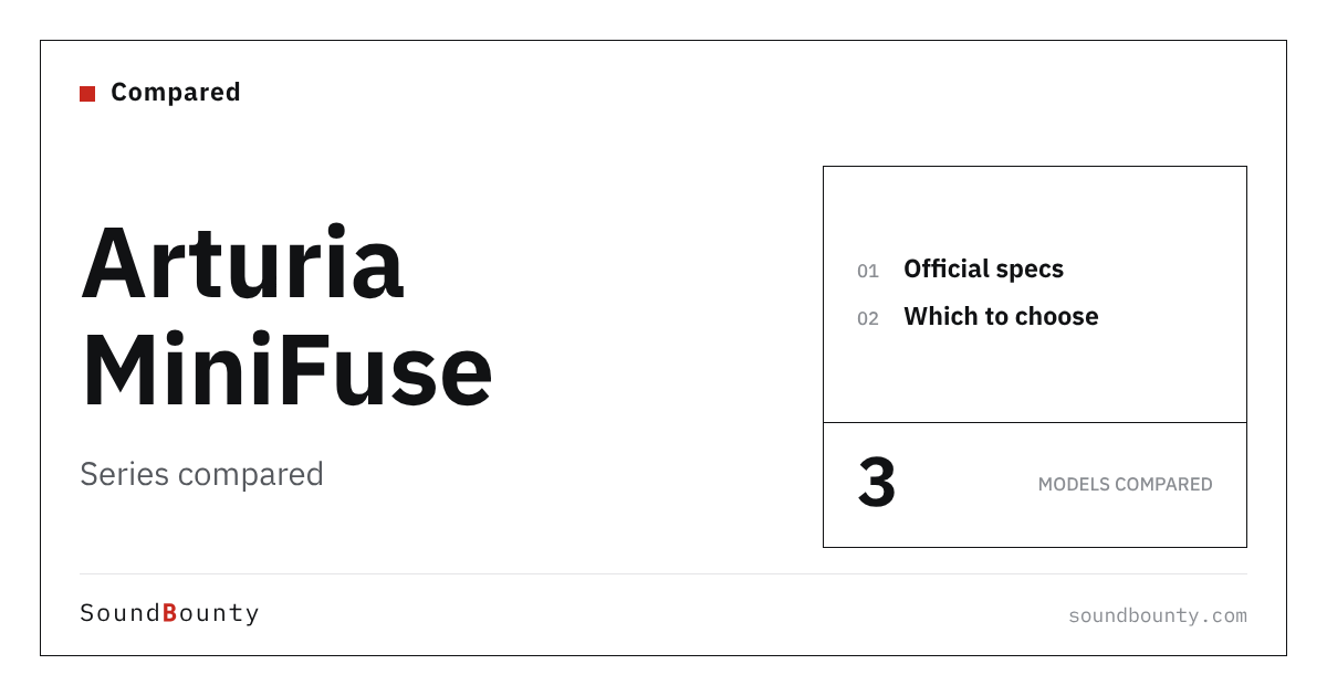 Arturia MiniFuse Series Compared: MiniFuse 1, MiniFuse 2, MiniFuse 4 by Official Specs