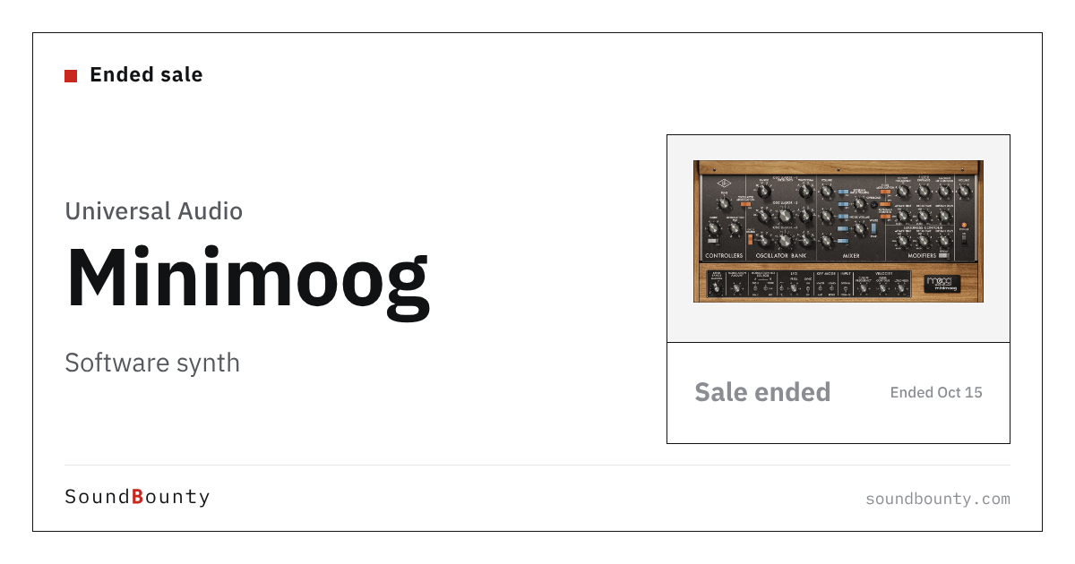 Universal Audio Minimoog software synth is 73% off at Plugin Boutique ($39, until Oct 15)