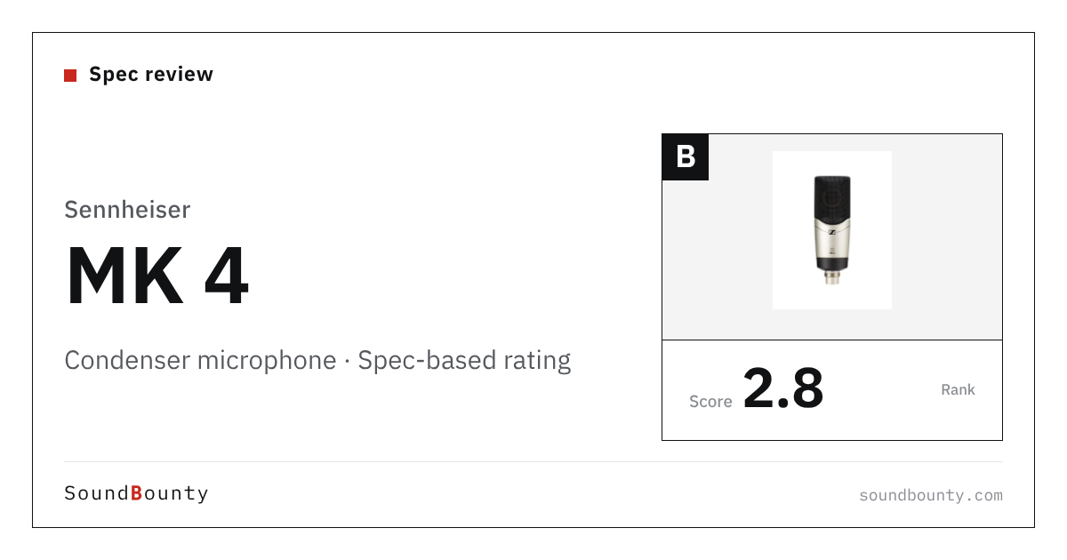 Sennheiser MK 4 condenser microphone: features and spec-based rating