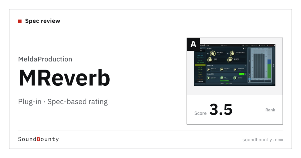 MeldaProduction MReverb plug-in: features and spec-based rating