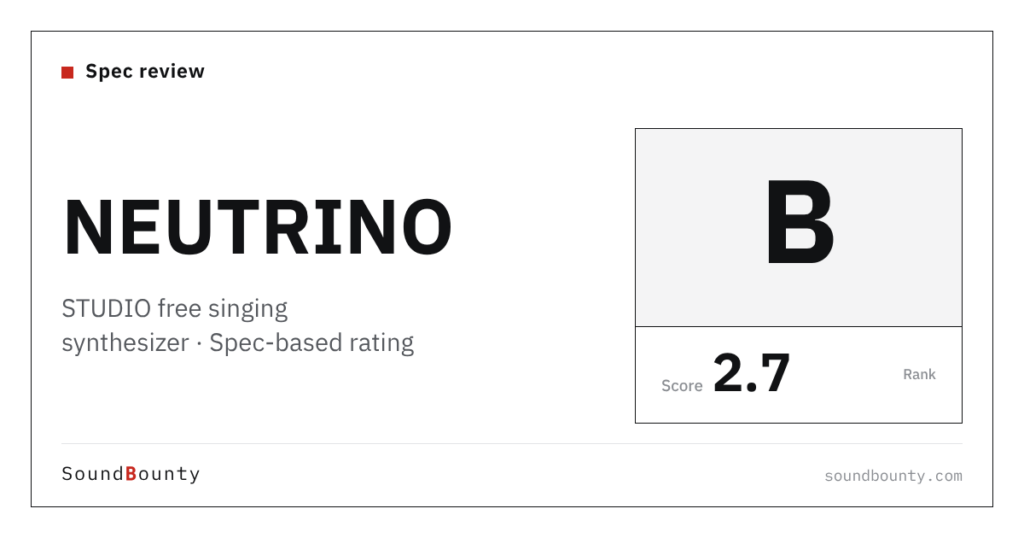 STUDIO NEUTRINO NEUTRINO free singing synthesizer: features and spec-based rating