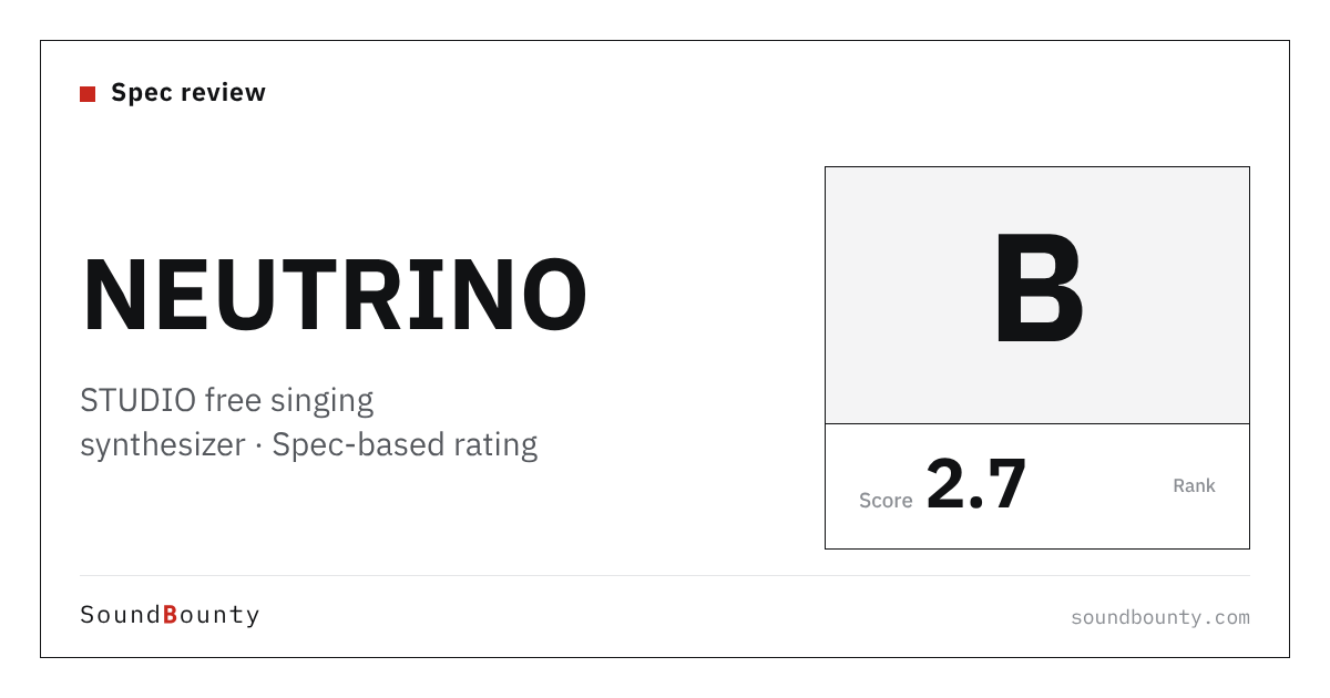 STUDIO NEUTRINO NEUTRINO free singing synthesizer: features and spec-based rating
