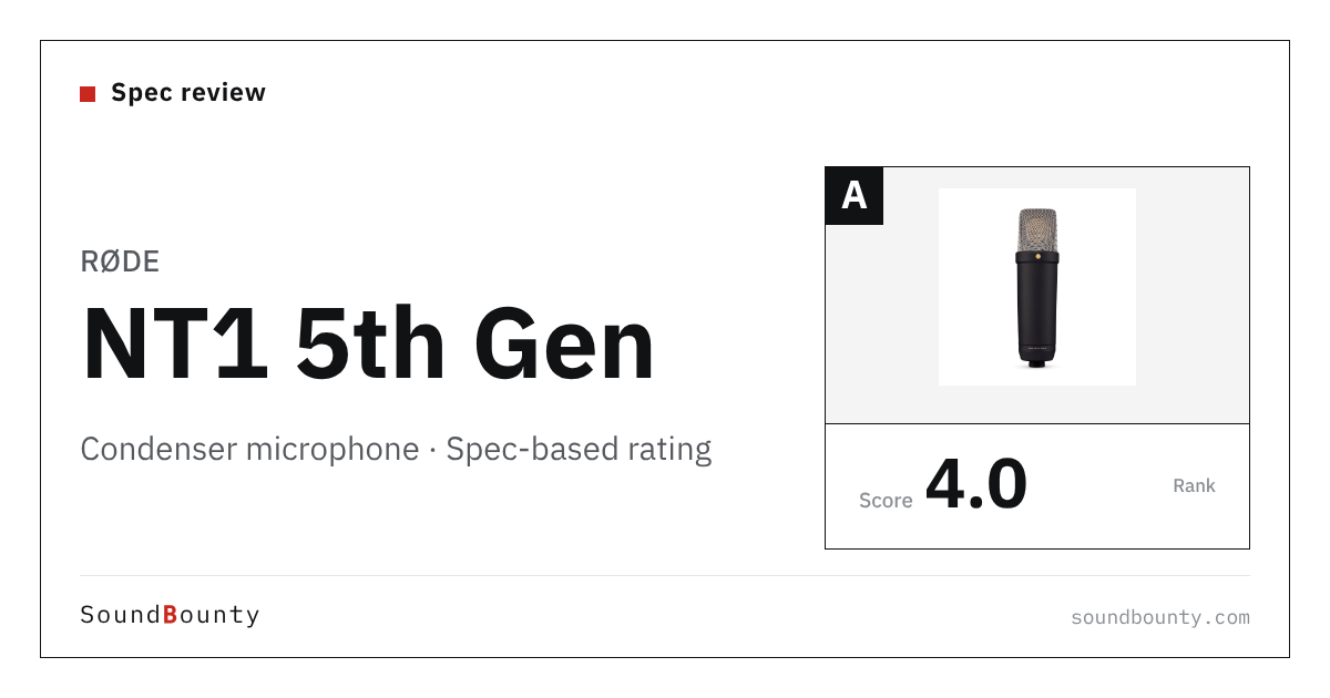 RØDE NT1 5th Gen condenser microphone: features and spec-based rating