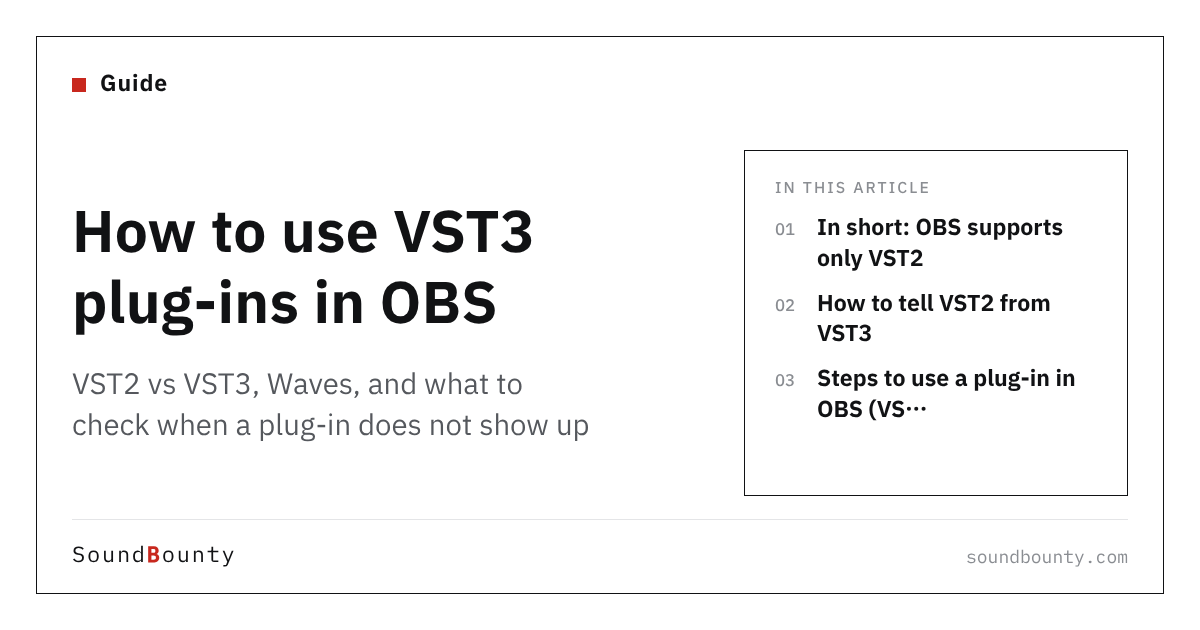 How to use VST3 plug-ins in OBS: VST2 vs VST3, Waves, and what to check when a plug-in does not show up