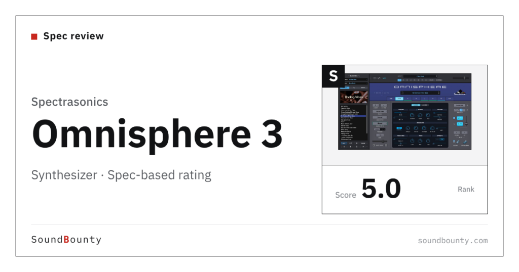 Spectrasonics Omnisphere 3 synthesizer: features and spec-based rating