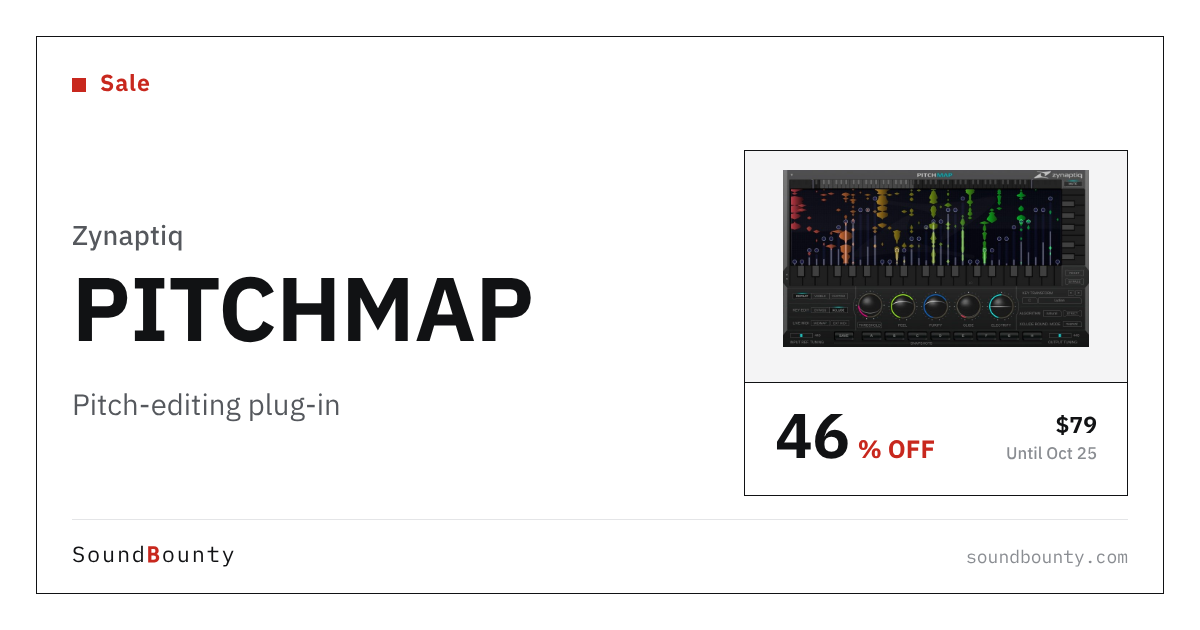Zynaptiq PITCHMAP pitch-editing plug-in is 46% off at Plugin Boutique ($79, until Oct 25)