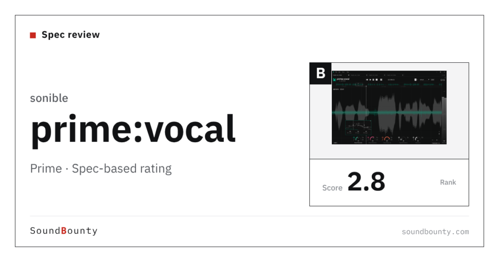 sonible prime:vocal vocal processing plug-in: features and spec-based rating